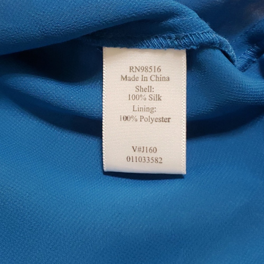 Coldwater Creek 100% Silk Abstract Floral Patchwork Blouse Womens Medium V-Neck - Picture 7 of 12